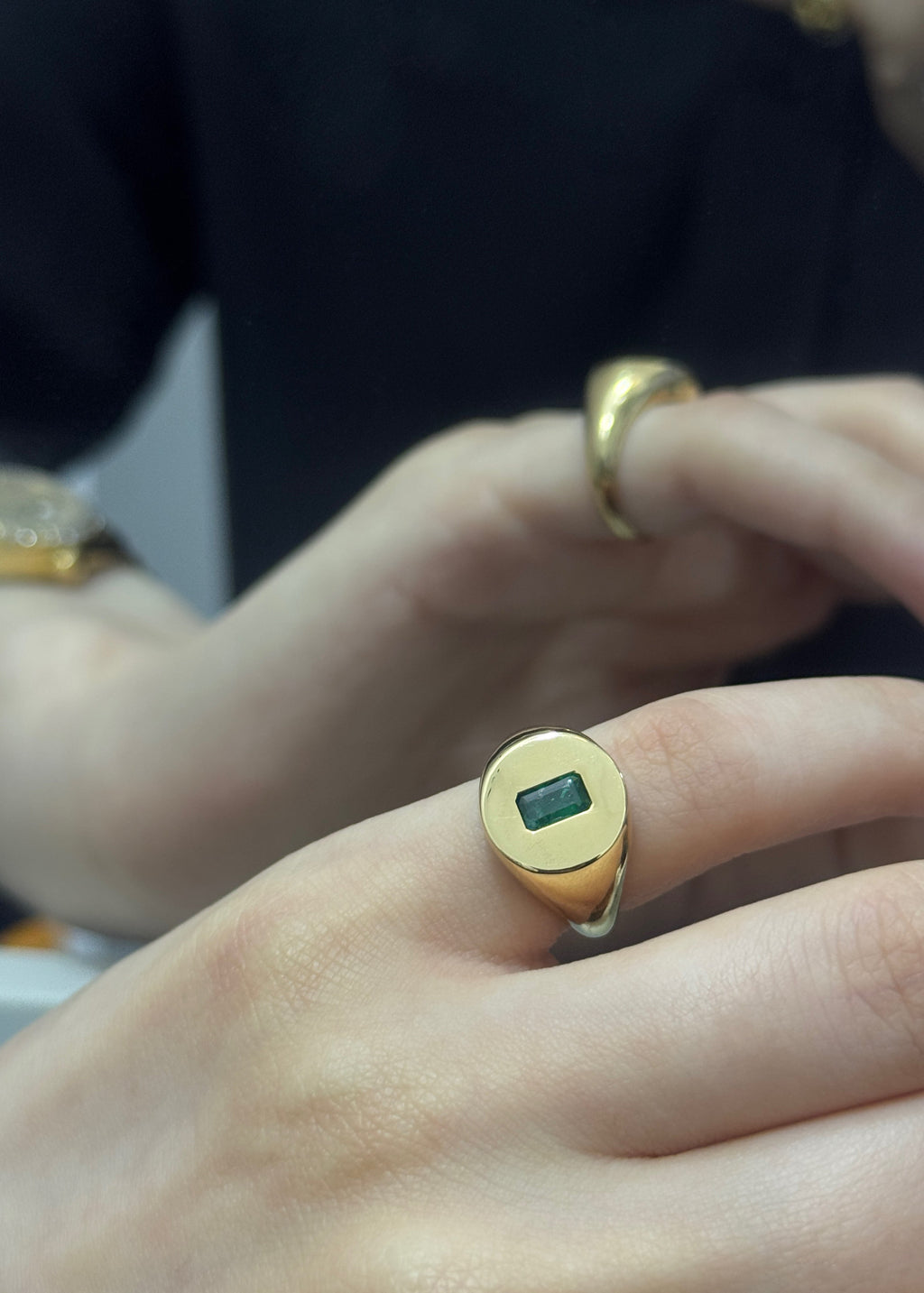 Emerald pinky ring