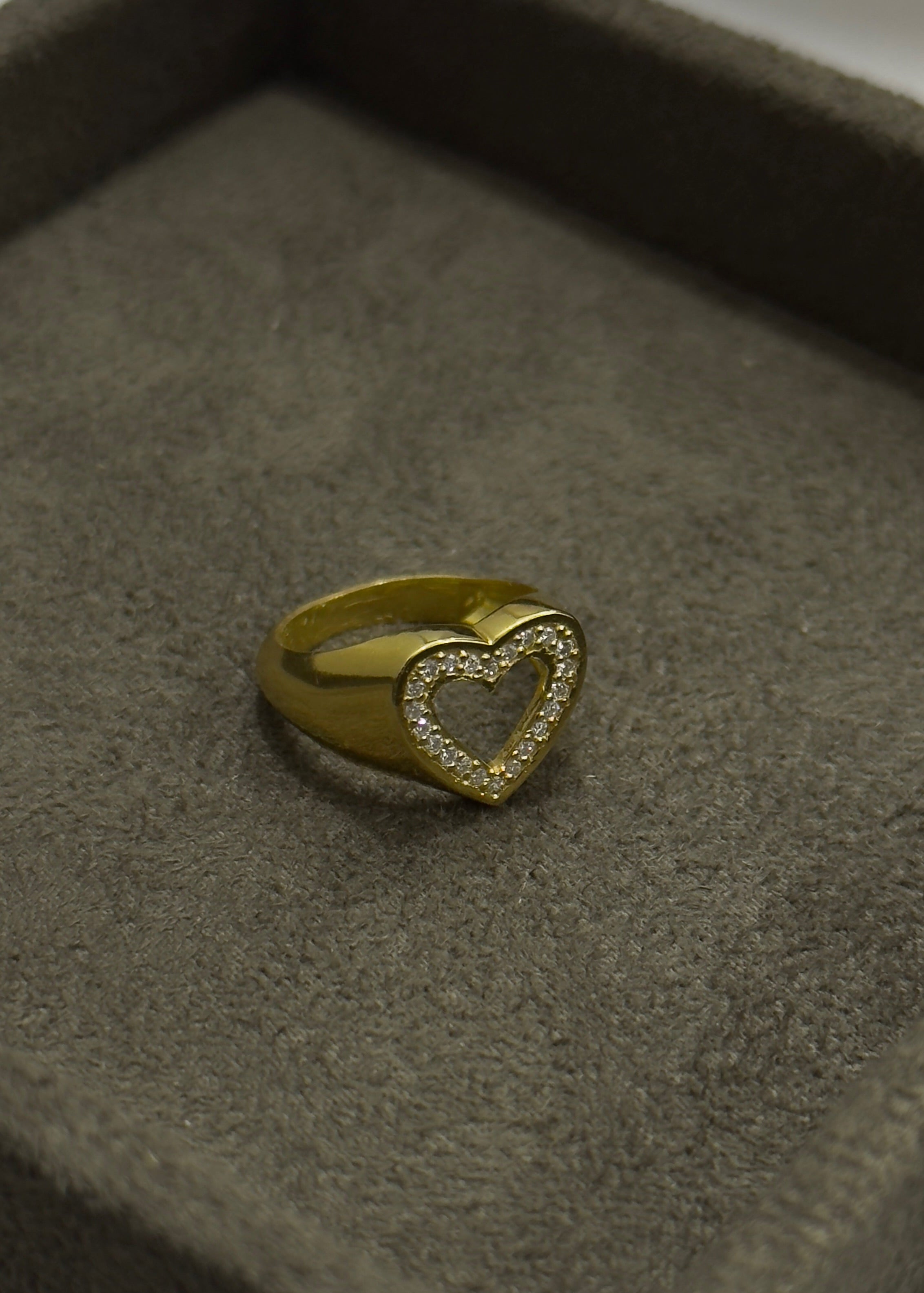 Open heart pinky ring