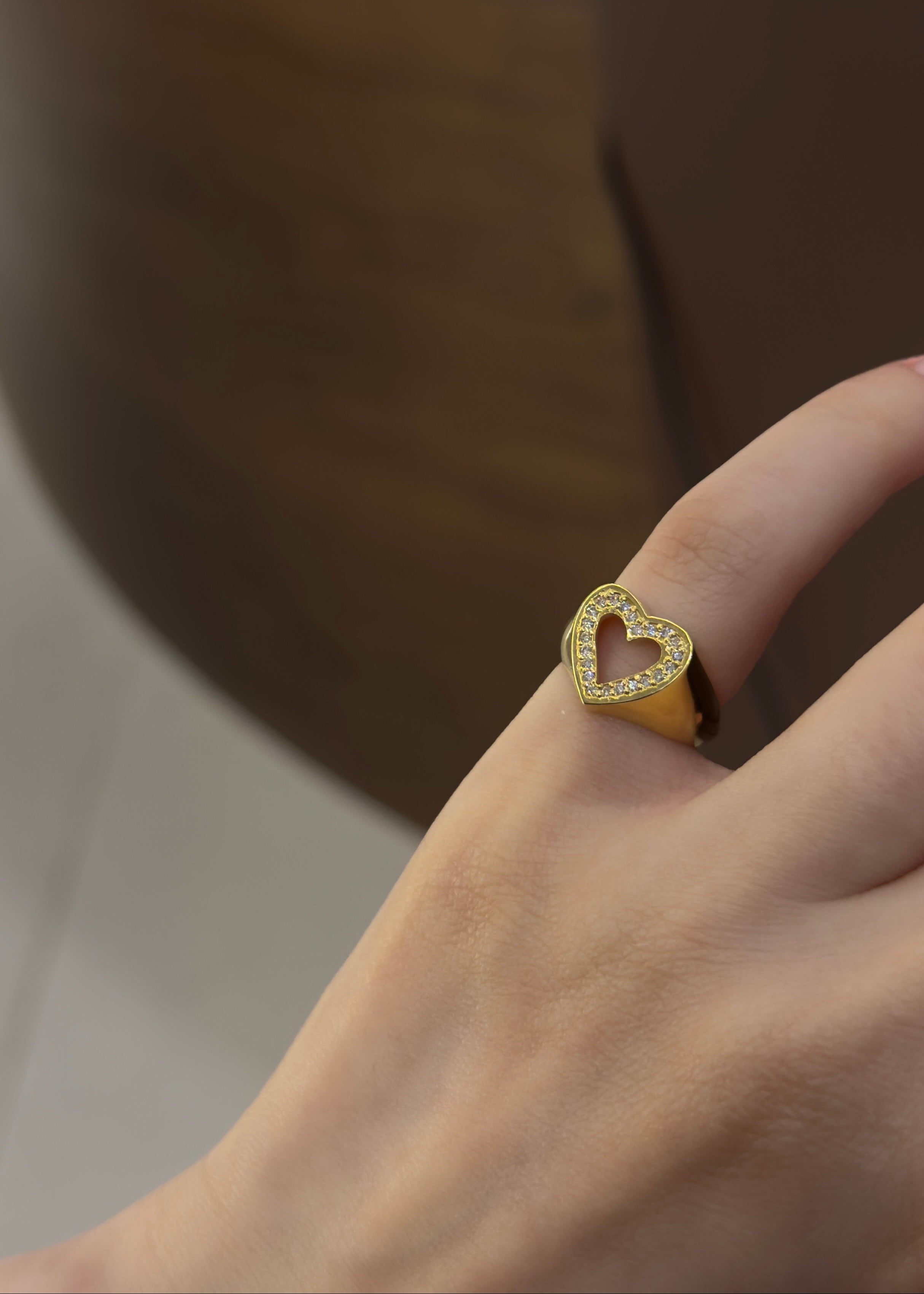 Open heart pinky ring