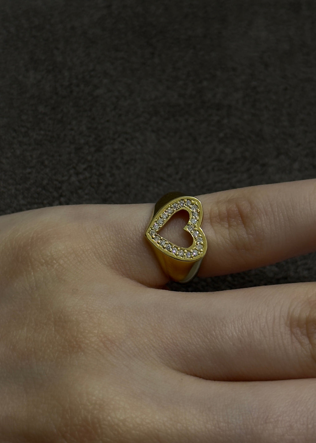 Open heart pinky ring