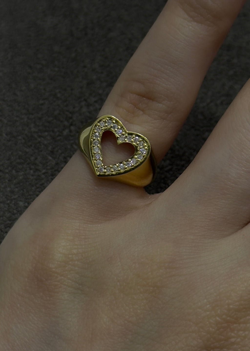 Open heart pinky ring