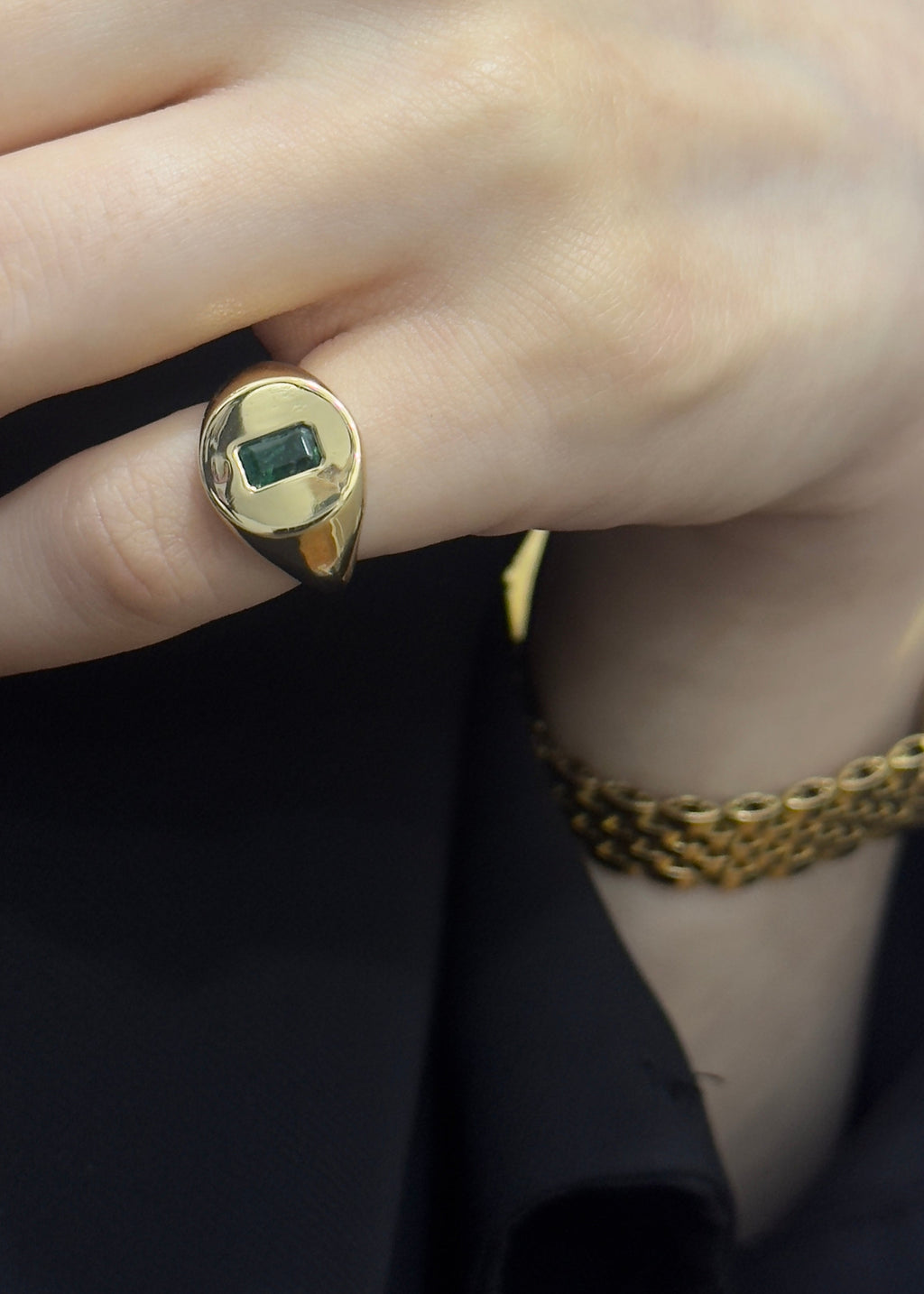 Emerald pinky ring
